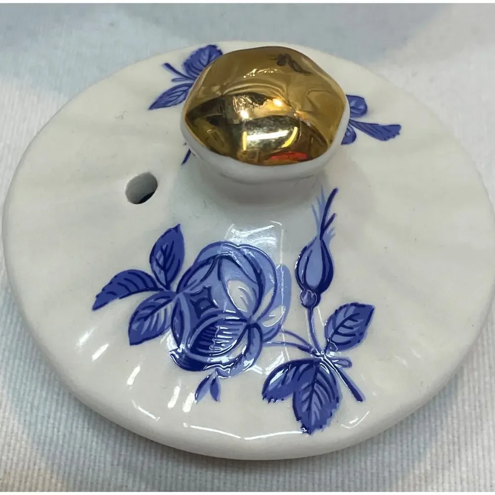 Windsor England Blue White Floral Teapot Individual Size Gold Trim